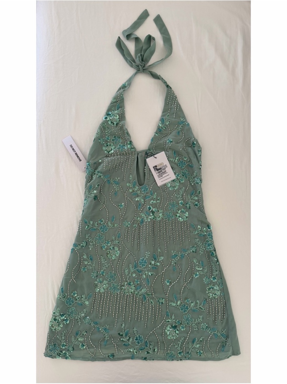 NWT Princess Polly Telenova Halter Mini Dress Green - Picture 10 of 16